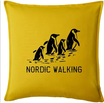 Polštář Nordic walking tučňáci - vintage - Polštář 50x50 - 50x50 - Pouze potah ( Žlutá )