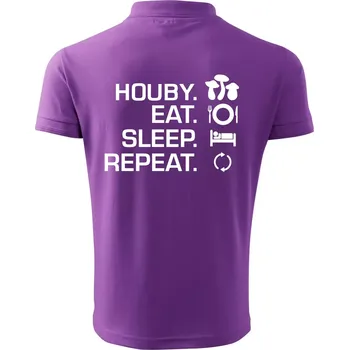 Pánská košile Houby Eat Sleep Repeat - Polokošile pánská Pique Polo 203 - S ( Fialová )