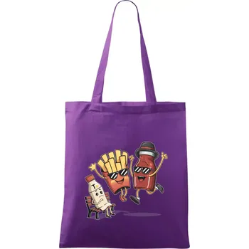 Souboj o hranolky kečup tatarka - Taška bavlněná - 42 x 38 cm ( Fialová )