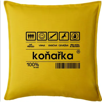 Polštář Čárový kód - Koňařka - Polštář 50x50 - 50x50 - Pouze potah ( Žlutá )