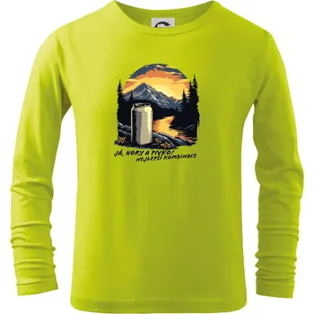 Dětská móda Já hory a pivko nejlepší kombinace - Triko dětské Long Sleeve - 104-110cm / 3-4 roky ( Limetková )