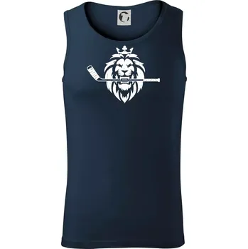 Lev s hokejkou v tlamě - Tílko pánské Core - XL ( Námořní modrá (velmi tmavá - téměř černá) )