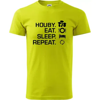 Houby Eat Sleep Repeat - Klasické pánské triko vyšší gramáže - M ( Limetková )
