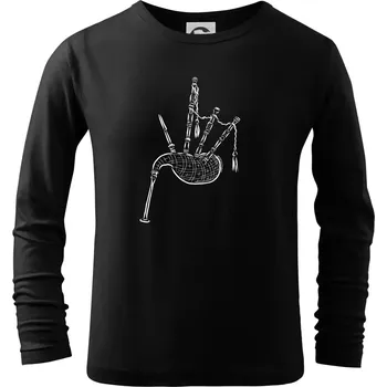 Chlapecké tričko Skotské dudy - Triko dětské Long Sleeve - 134 cm/8 let ( Černá )