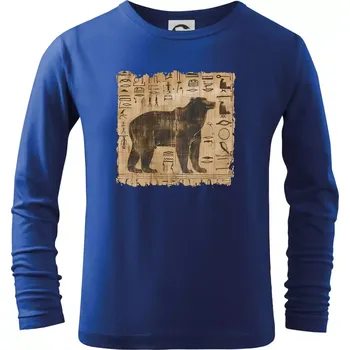 Chlapecké tričko Egyptské hieroglyfy medvěd - Triko dětské Long Sleeve - 122 cm/6 let ( Královská modrá )