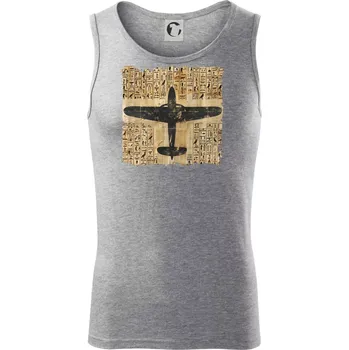 Egyptské hieroglyfy letadlo - Tílko pánské Core - S ( Tmavě šedý melír )