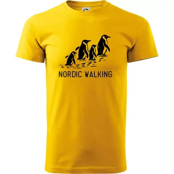 Nordic walking tučňáci - vintage - Triko extra velké (5-8XL) - 6XL ( Žlutá )
