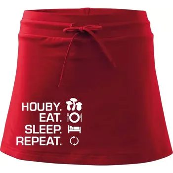Dámská sukně Houby Eat Sleep Repeat - Sportovní sukně - two in one - S ( Červená )