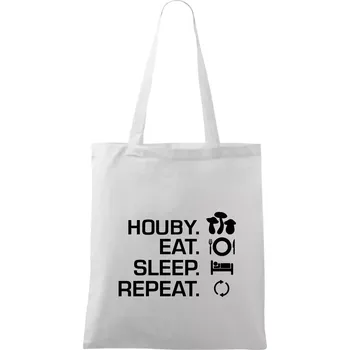 Houby Eat Sleep Repeat - Taška bavlněná - 42 x 38 cm ( Bílá )