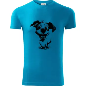 Pánské oblečení Černobílá karikatura Jack Russell teriér - Viper FIT - Pánské zůžené tričko - 3XL ( Světlý tyrkys )