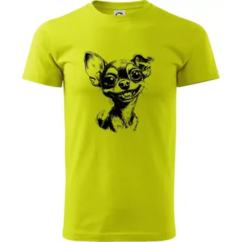 Pánské tričko Černobílá karikatura čivava - Klasické pánské triko vyšší gramáže - S ( Limetková )