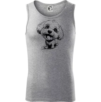 Černobílá karikatura Bišonek - Tílko pánské Core - 2XL ( Tmavě šedý melír )