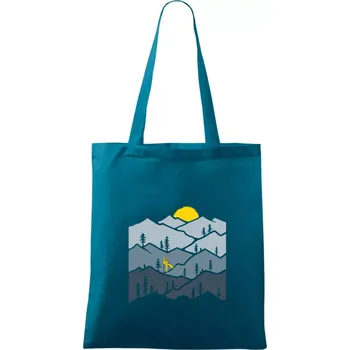 Nákupní taška Nordic walking hory - Taška bavlněná - 42 x 38 cm ( Petrolejová )