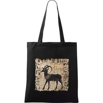 Nákupní taška Egyptské hieroglyfy koza - Taška bavlněná - 42 x 38 cm ( Černá )