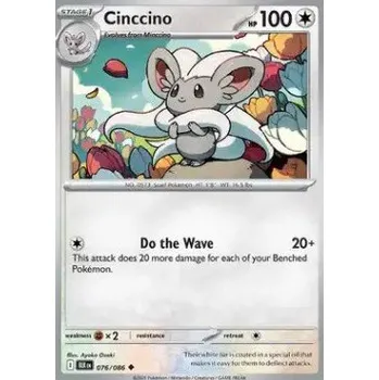 Sběratelská karetní hra Pokémon BLK 076/086 Cinccino - Black Bolt Stav: Near Mint, Verze: POKÉBALL REVERSE HOLO