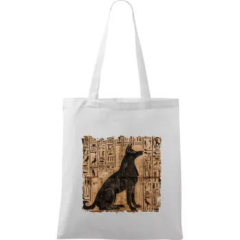 Egyptské hieroglyfy pes - Taška bavlněná - 42 x 38 cm ( Bílá )