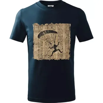 Chlapecké tričko Egyptské hieroglyfy paraglide - Tričko dětské bavlněné - 134 cm/8 let ( Námořní modrá (velmi tmavá - téměř černá) )