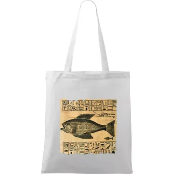 Egyptské hieroglyfy ryba - Taška bavlněná - 42 x 38 cm ( Bílá )