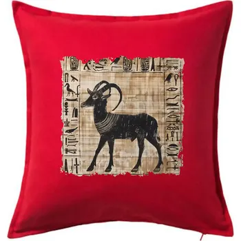 Polštář Egyptské hieroglyfy koza - Polštář 50x50 - 50x50 - Pouze potah ( Červená )