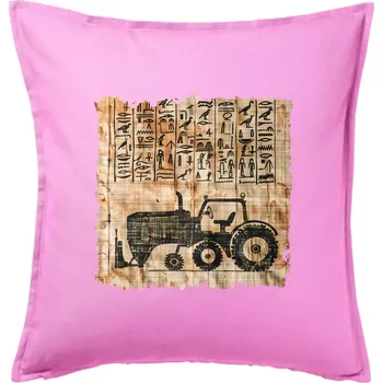 Polštář Egyptské hieroglyfy traktor - Polštář 50x50 - 50x50 - Pouze potah ( Růžová )
