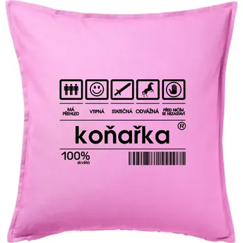 Polštář Čárový kód - Koňařka - Polštář 50x50 - 50x50 - Pouze potah ( Růžová )