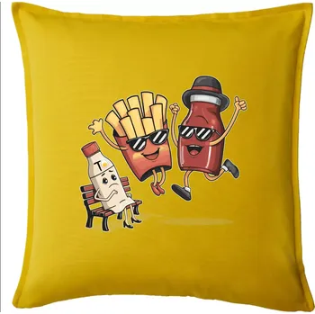 Polštář Souboj o hranolky kečup tatarka - Polštář 50x50 - 50x50 - Pouze potah ( Žlutá )