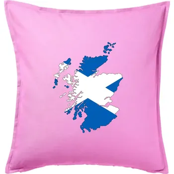 Polštář Skotsko mapa - Polštář 50x50 - 50x50 - Včetně výplně ( Růžová )