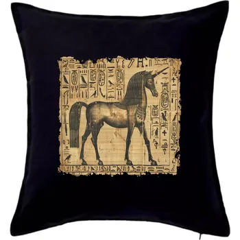 Polštář Egyptské hieroglyfy jednorožec - Polštář 50x50 - 50x50 - Pouze potah ( Černá )