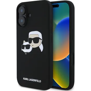 Pouzdro na mobilní telefon Karl Lagerfeld Ochranný kryt na iPhone 16 - Karl Lagerfeld, Silicone Double Heads MagSafe Black