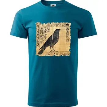 Egyptské hieroglyfy pták - Klasické pánské triko vyšší gramáže - M ( Petrolejová )