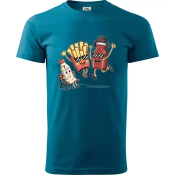 Souboj o hranolky kečup tatarka - Klasické pánské triko vyšší gramáže - S ( Petrolejová )