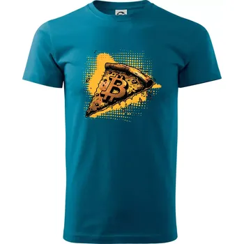 Bitcoin oranžová pizza - Klasické pánské triko vyšší gramáže - XS ( Petrolejová )