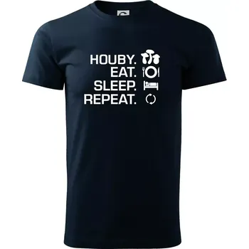 Pánské tričko Houby Eat Sleep Repeat - Triko extra velké (5-8XL) - 7XL ( Námořní modrá (velmi tmavá - téměř černá) )