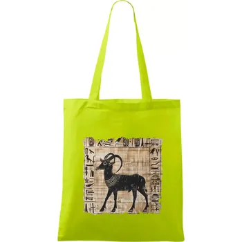 Egyptské hieroglyfy koza - Taška bavlněná - 42 x 38 cm ( Limetková )