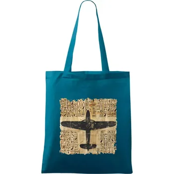 Egyptské hieroglyfy letadlo - Taška bavlněná - 42 x 38 cm ( Petrolejová )