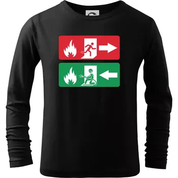 Chlapecké tričko Lidé utíkají, hasiči přibíhají - Triko dětské Long Sleeve - 122 cm/6 let ( Černá )