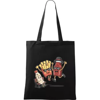 Nákupní taška Souboj o hranolky kečup tatarka - Taška bavlněná - 42 x 38 cm ( Černá )