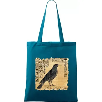 Egyptské hieroglyfy pták - Taška bavlněná - 42 x 38 cm ( Petrolejová )