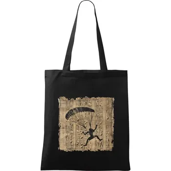 Nákupní taška Egyptské hieroglyfy paraglide - Taška bavlněná - 42 x 38 cm ( Černá )