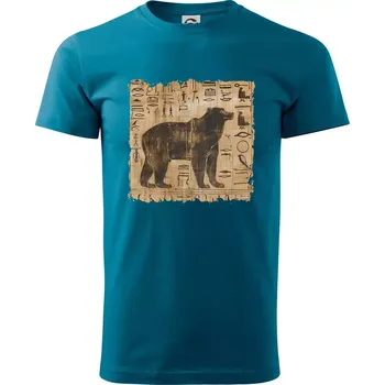 Egyptské hieroglyfy medvěd - Klasické pánské triko vyšší gramáže - S ( Petrolejová )