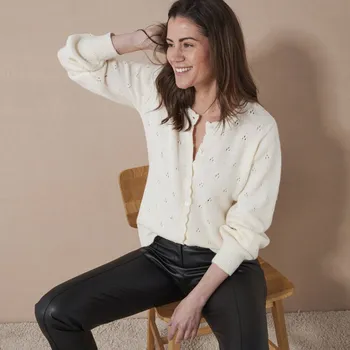 Dámský svetr Propínací svetr z úpletu pointelle režná 42/44