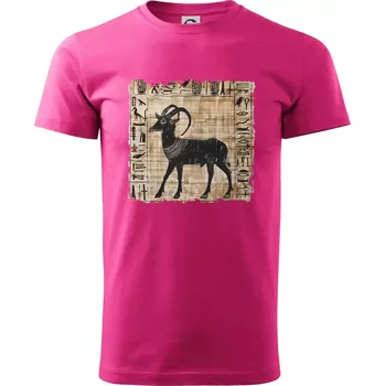 Pánská móda Egyptské hieroglyfy koza - Klasické pánské triko vyšší gramáže - L ( Purpurová )