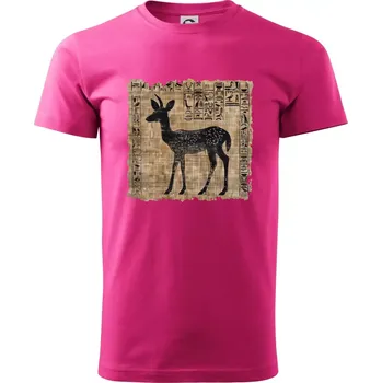 Pánská móda Egyptské hieroglyfy srnka - Klasické pánské triko vyšší gramáže - XL ( Purpurová )