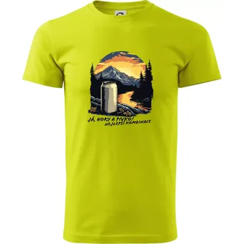 Pánské tričko Já hory a pivko nejlepší kombinace - Klasické pánské triko vyšší gramáže - 4XL ( Limetková )