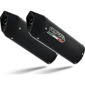 Výfuk pro motocykl Dvojitá koncovka výfuku Slip-on GPR FURORE NERO K.163.CAT.FUNE Matná černá zahrnuje odnímatelné db killery, spojovací svody a katalyzátory