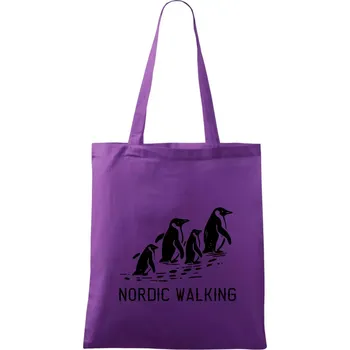 Nordic walking tučňáci - vintage - Taška bavlněná - 42 x 38 cm ( Fialová )