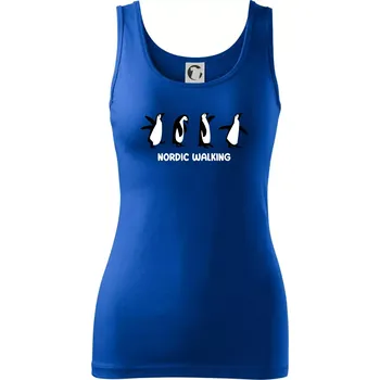 Dámské tričko Nordic walking tučňáci - kreslení - Dámské tílko - XS ( Královská modrá )