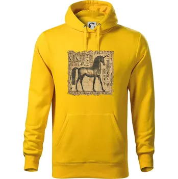 Pánská mikina Egyptské hieroglyfy jednorožec - Mikina pánská Cape s kapucí - 4XL ( Žlutá )