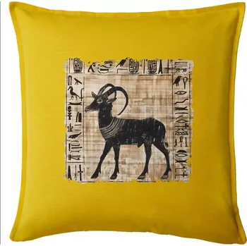 Polštář Egyptské hieroglyfy koza - Polštář 50x50 - 50x50 - Pouze potah ( Žlutá )