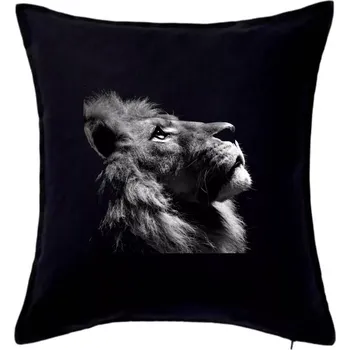 Polštář Vzhlížející lev - Polštář 50x50 - 50x50 - Pouze potah ( Černá )